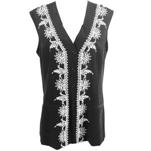 Diane Von Furstenberg Embroidered 100% Silk Vest